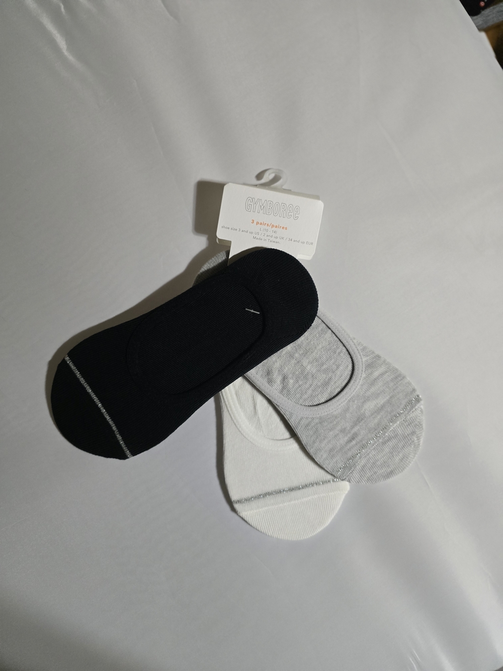 Gymboree Men's No-Show Sock Liners - Black, Gray & White (3-Pack)